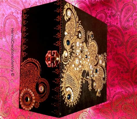 Henna Inspired Midnight Black Peacock Keepsake Jewelry Box Etsy Canada