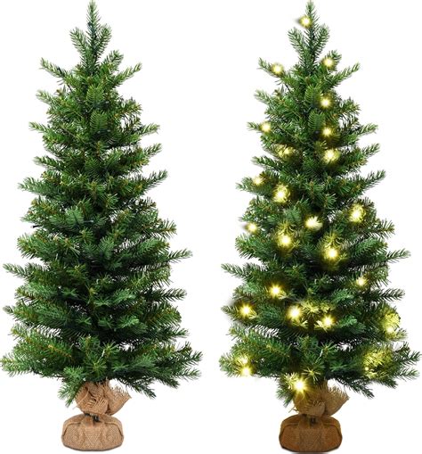 Amazon de COSTWAY 90 cm Künstlicher Tisch Weihnachtsbaum mit LED