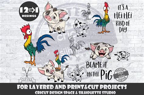 Moana Svg Hei Hei And Pua Bundle Svg Design Files For Cricut Etsy España