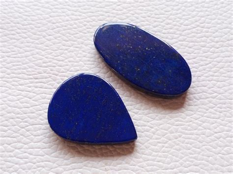 Amazing Quality Lapis Lazuli Flat Gemstone 2 Piece Lot Flat Etsy Uk