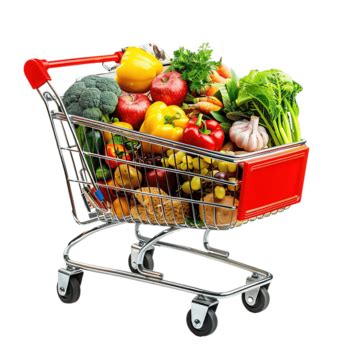 Supermarket Shopping Cart Shopping Trolley Full Of Food Bag Banner