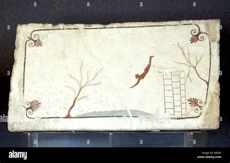 Paestum Funerary Paintings Frescoes Of The Tomb Of The Diver At The