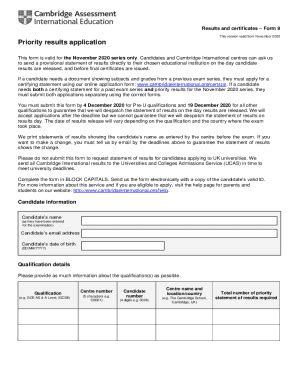 Fillable Online Cie Org Results And Certificates Form 9 Priority