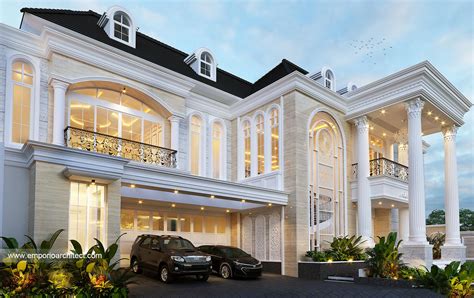 Desain Rumah Classic 2 Lantai Ibu LT Di Cibubur Jakarta Timur Tampak