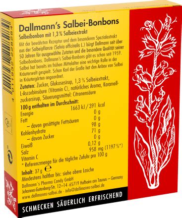 Dallmann S Salbei Bonbons Hals Und Hustenbonbons Mit Vitamin C