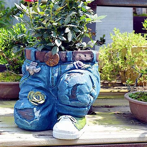 Amazon Druland Creative Denim Pants Resin Flower Pot Flower