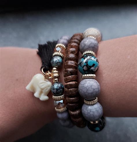 Armbanden Set Dames Kralen Stuks Geluks Olifant Vrouw Lilalove