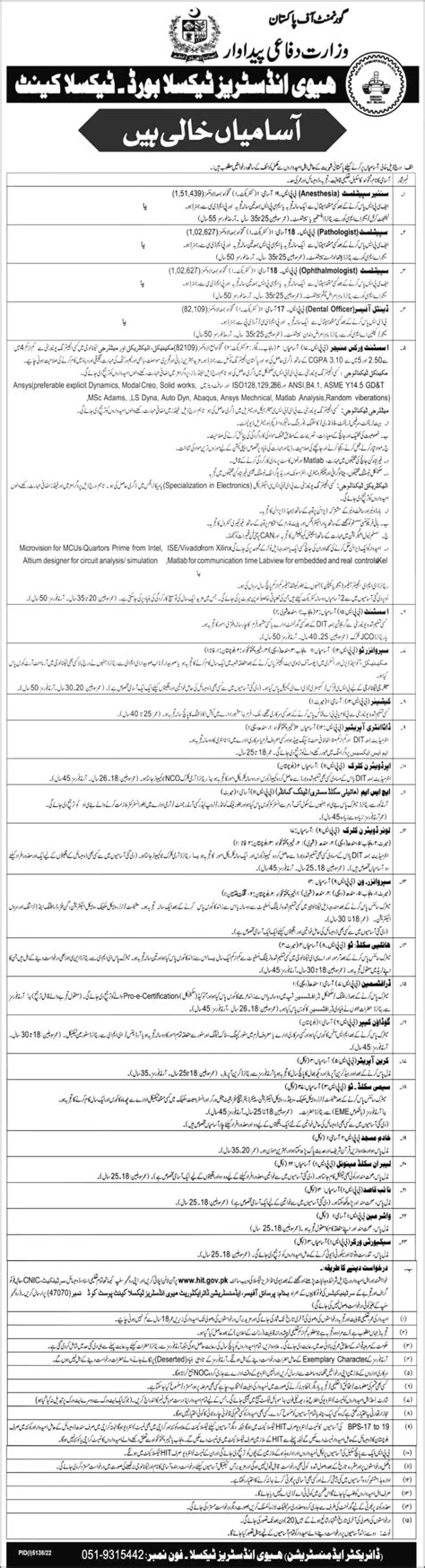 Heavy Industries Taxila HIT Jobs 2023