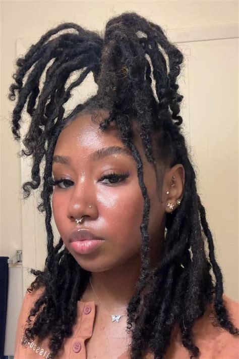 Pineapple Hairstyle On Locs In 2024 Faux Locs Hairstyles Short Locs