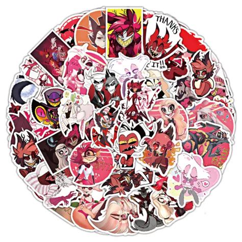 Hazbin Hotel Stickers 50pcs Angel Dust Alastor Cartoon Vinyl Waterproof