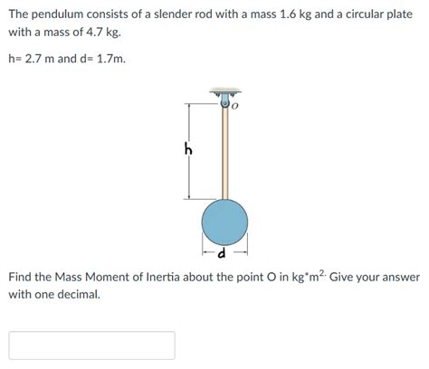 Solved The Pendulum Consists Of A Slender Rod With A Mass Chegg