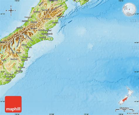 Physical Map of Canterbury