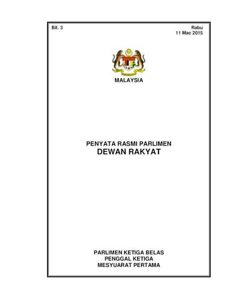 Pdf Penyata Rasmi Parlimen Dewan Rakyat Mac Malaysia