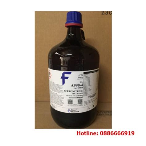 Dung môi ACETONITRILE HPLC GRADE Hãng Fisher 4L