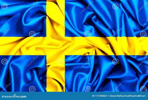 D Waving Flag Of Sweden On A Windy Day Stock Illustration