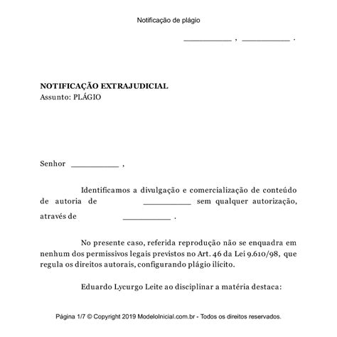 Modelo De Resposta De Notificação Extrajudicial Vários Modelos