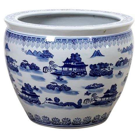 Very Large Blue And White Chinese Ceramic Planter Jardinaire At 1stdibs