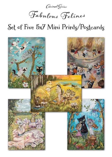 Mini Prints Set Of 5 Art Postcard T Set 5x7 Art Prints Etsy 5x7