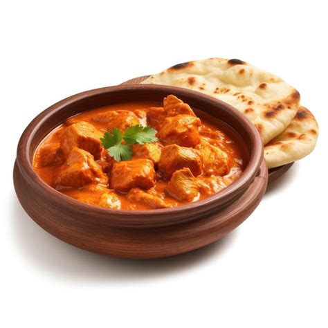 Premium AI Image Delicious Indian Butter Chicken With Naan Bread In A