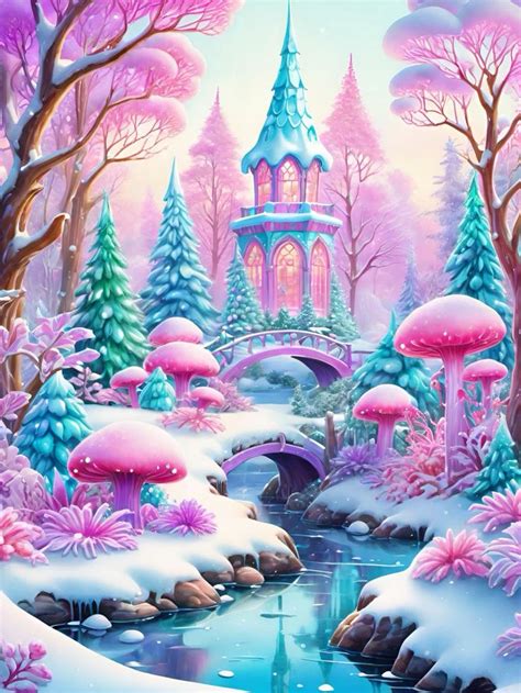 Pink Trees in Winter Wonderland