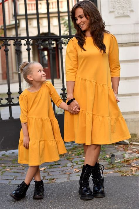 Mother Daughter Matching Dress Frills Collection Honey Colour Mother And Daughter Matching