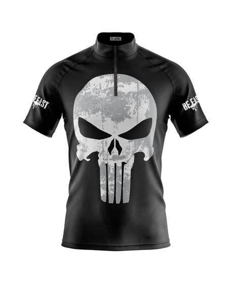 Camisa De Ciclismo Masculina Justiceiro Punisher PRETA Manga Curta Be