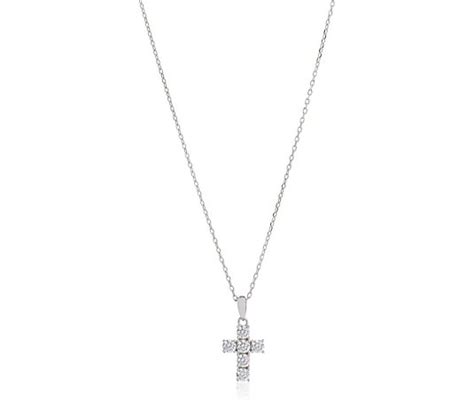 Diamonique 016ct Tw Cross Pendant Necklace Sterling Silver Qvc Uk