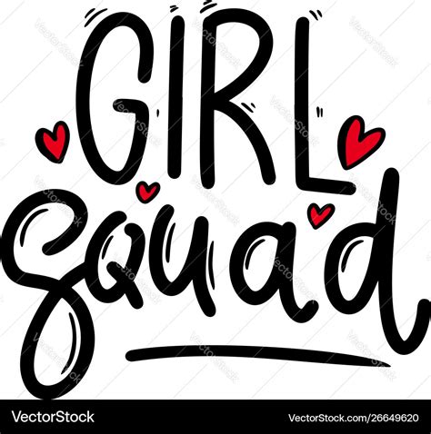 Girl squad lettering phrase for postcard banner Vector Image