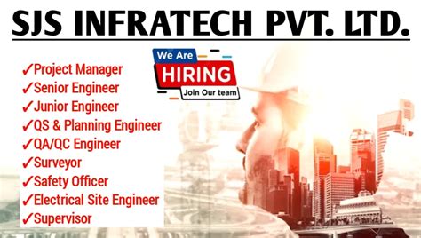 Sjs Infratech Pvt Ltd Hiring Various Post For Pune Site Location