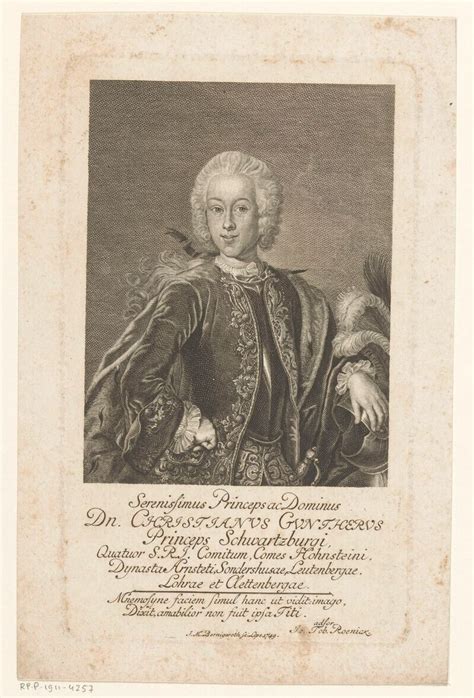 Portret Van Christian G Nther Ii Von Schwarzburg Sondershausen Rp