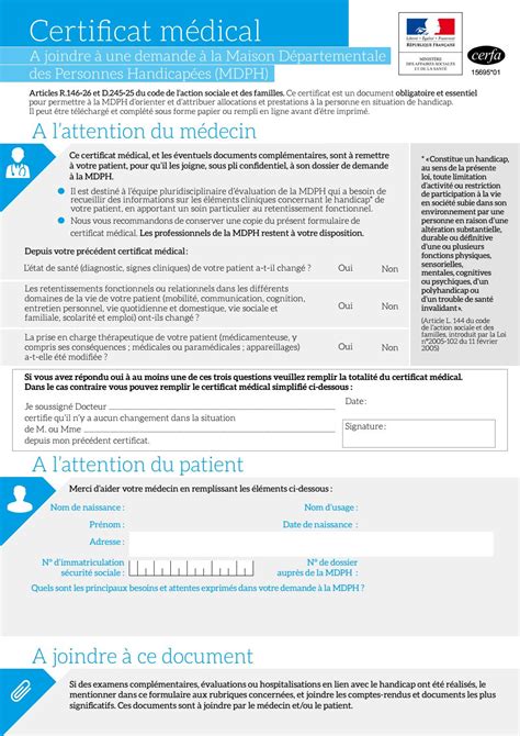 Certificat Medical Destine A Etre Joint A Une Demande Aupres De La Mdph