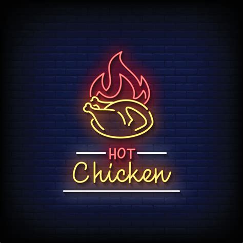 Hot Chicken Neon Signs Style Text Vector Vector Art At Vecteezy