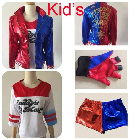 Kids Cosplay Suicide Squad Harley Quinn Costume Outfit Full Set