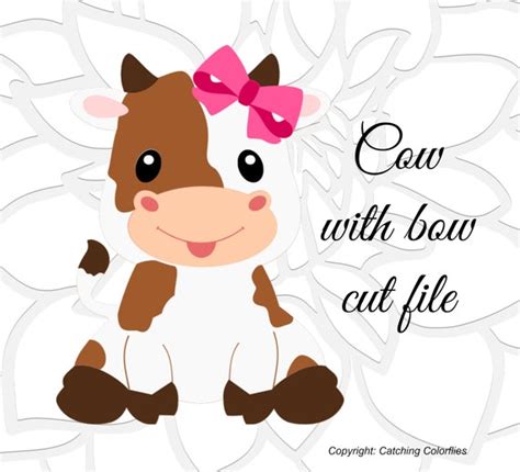 Cute Cow Svg With Pink Bow Barn Yard Farm Animal Svg Cut Files Use