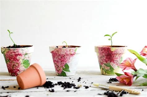 Decoupage Flower Pots With Pretty Napkins Mod Podge Rocks