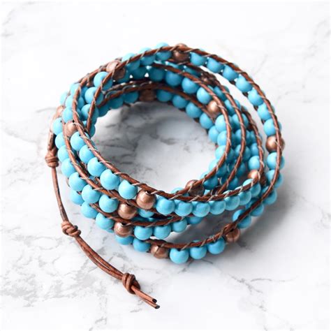 Good Vibes Bohemian Turquoise Magnesite 5x Wrap Bracelet Bluefish