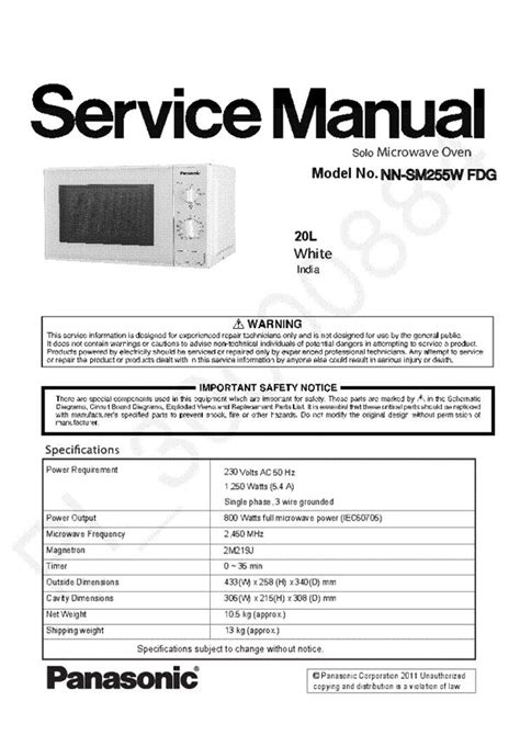 Panasonic Microwave Oven Parts Diagram