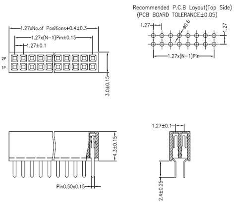 Pcs Mm Pitch X Pin Pin Female Straight Double Row Pin Header