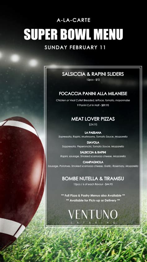 Super Bowl Menu Ventuno