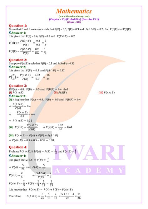 Ncert Solutions For Class Maths Chapter Exercise