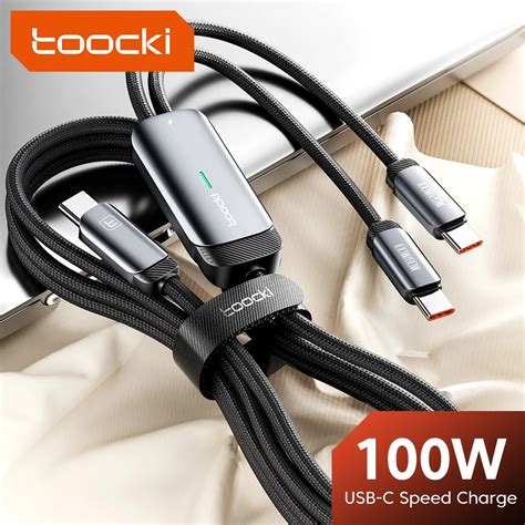 Toocki Cable De Datos De Carga R Pida 2 En 1 Tipo C 100W USB C