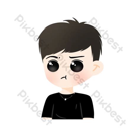 Boy Black Cute Cartoon Small Fresh Korean Couple Avatar Character PSD