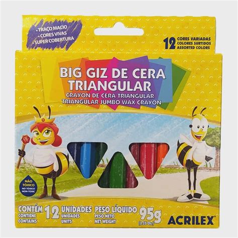 Giz de cera Big triangular 12 cores Acrilex em Promoção na Americanas