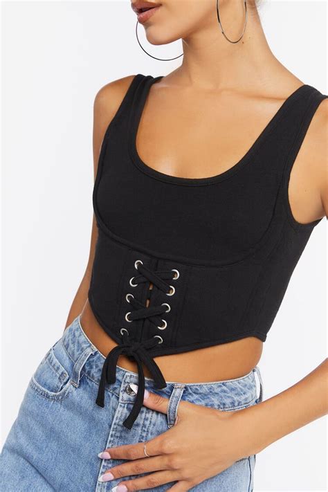 Lace Up Bustier Crop Top