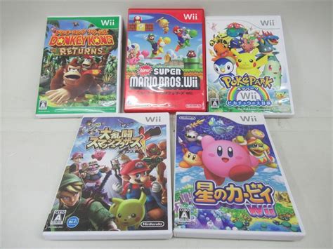 【目立った傷や汚れなし】1円★中古品【wii】ゲームソフト 5枚 まとめ売り ドンキーコング スーパーマリオ ポケパーク 星のカービィ 大乱闘