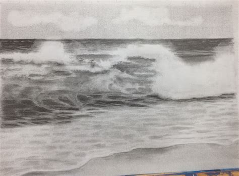 Wave pencil drawing | Beach drawing, Beach sketches, Water drawing