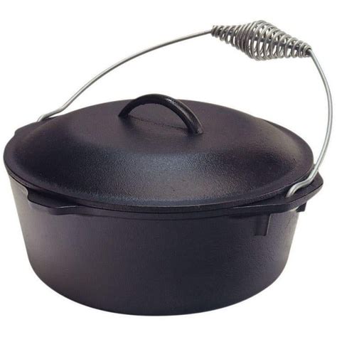 Lodge Black Traditional Cast Iron Dutch Oven W Wire Bail Handle By