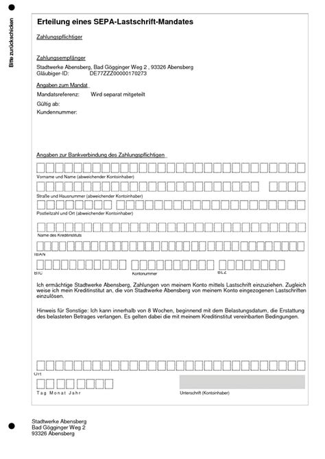 SEPA Lastschrift KFZ Steuer Vordruck Einfach Und Schnell Bezahlen