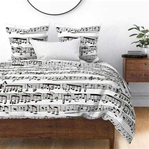 Black and white Music Notes - LARGE Fabric | Spoonflower