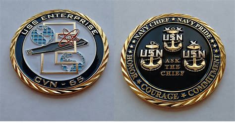 Cvn 65 Uss Enterprise Classic Round Navy Challenge Coin Chief Etsy